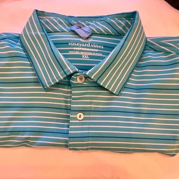 Vineyard Vines  Blue & Green Striped Polo Shirt - Picture 5 of 5